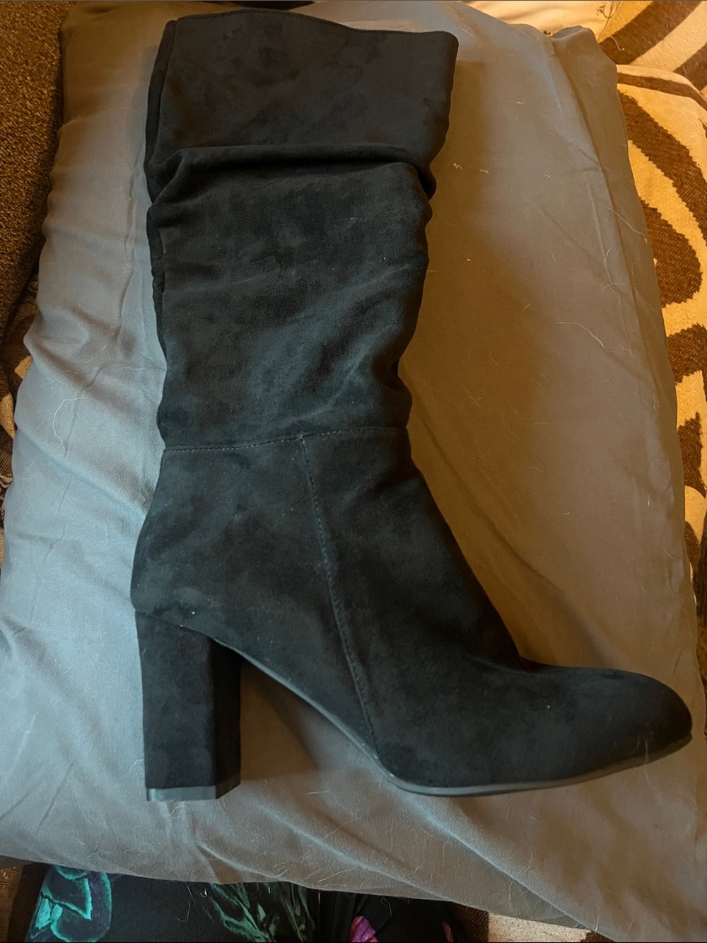 High End Custom Classic Black Suede High Heel Knee Boot - Women